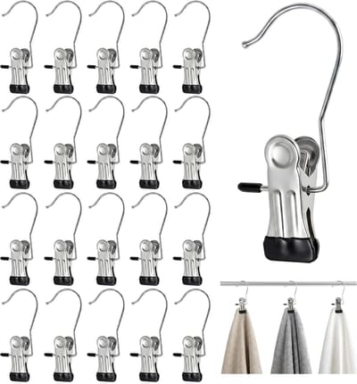 Dailygoods- Wasknijpers 40 Stuks - Roestvrij Staal - 360° Draaibaar - Antislip - Duurzaam - Geschikt voor Binnen/Buiten - Klemmen