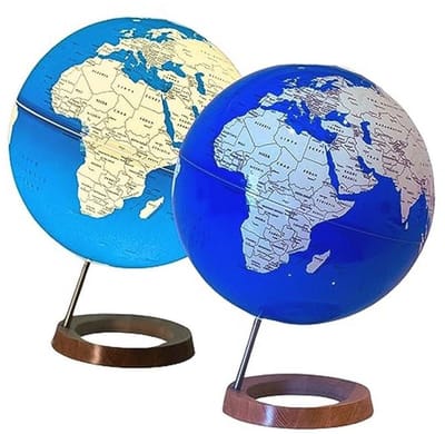Verlichte wereldbol 33 cm met houten standaard - Educatief decoratie item