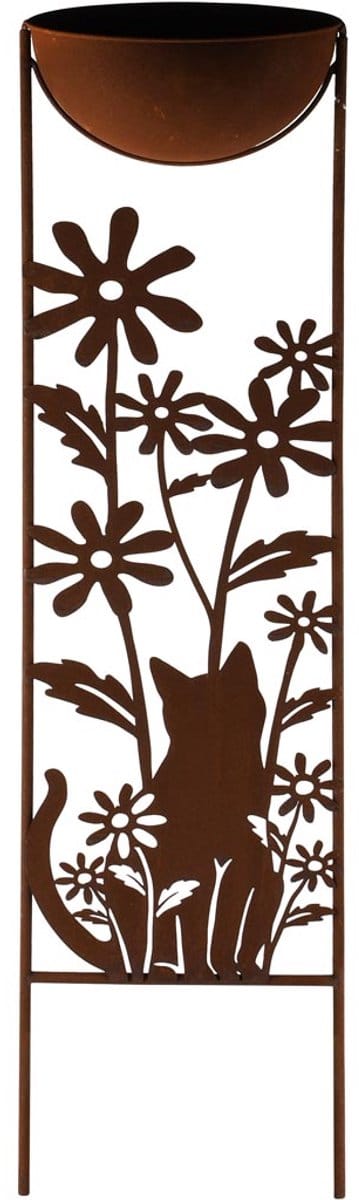 Dekoratief | Tuinprikker m/bloempot, roest, metaal, 20x20x88cm | A260488