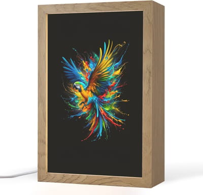 Nachtlampje 20x30 cm - Kinder lampje - Papegaai - Vogel - Dier - Kleurrijk - Verf - Tafellamp kinderkamer - Slaapkamer lamp - Bedlamp kinderen - Kinderlampje stopcontact - Wandlamp babykamer - Nachtlampjes