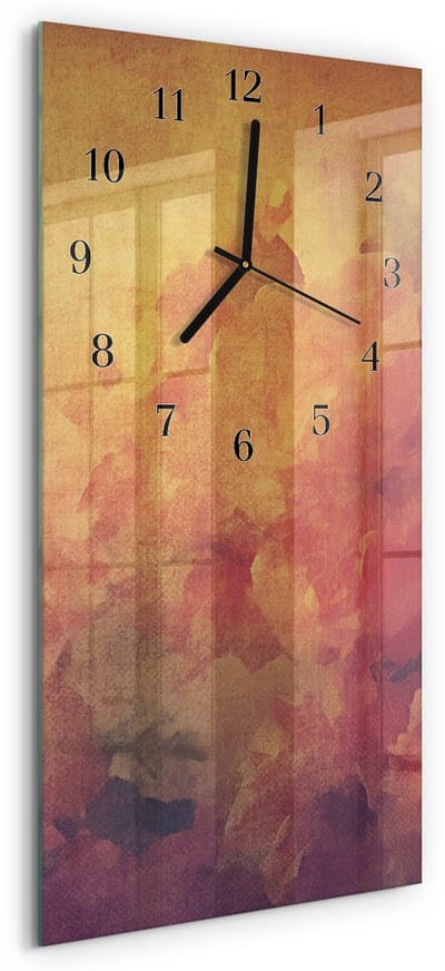 Tulup Wandklok - Patroon Glazen Klok Met Print - 30x60 cm - Veelkleurig Moderne Glazen Wandklok - Zwarte Handen - Rechthoekige Wandklok - Decoratieve Glazen Klok - Glazen Wandklok Design