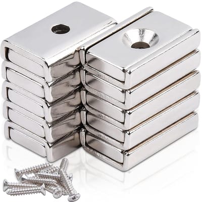 Magneten 20 x 13,5 x 5 mm - Extra Sterk Met Gat, Schroeven - Voor Keuken, Badkamer, Kantoor, School