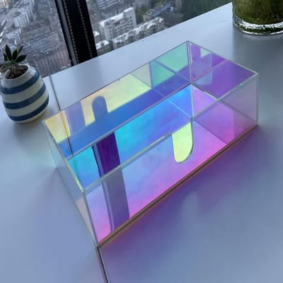 Regenboog Acryl Servethouder Kleurrijke Tissuebox Auto Huis Tissuebox Creatieve Iridescent Dienbladen Rechthoek Regenboog Acryl Dienblad blue