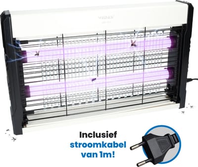 WD253 - Muggenlamp - Insectenlamp - Vliegenlamp - Elektrische Vliegenvanger voor muggen, wespen, motten & meer - UV Lamp als Muggenvanger - Wit