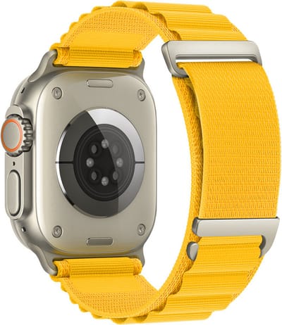 Stravo Nieuw Alpine Loop Nylon Sport Bandje - Geschikt voor Apple Watch 42mm(Series 11/10)/41/40/38mm, Verstelbaar met Metalen C-Haak Sluiting voor Apple Watch SE 1 2 3 / Series 11 10 9 8 7 6 5 4 3 2 1 - Geel - Nylon horlogebandje