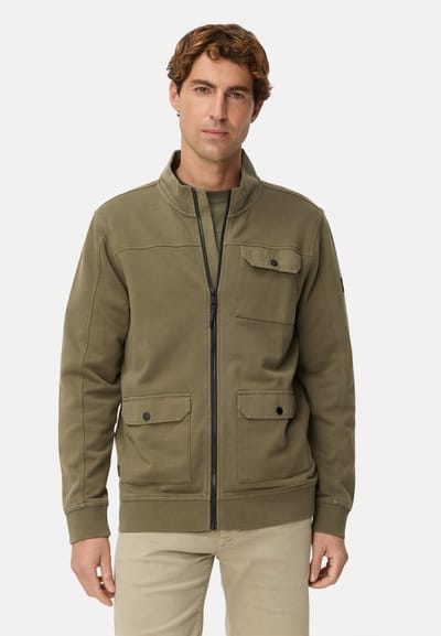 camel active Sweatvest met contrastdetails - Maat menswear-L - Olijfgroen