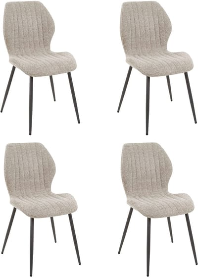 Dimehouse Set van 4 eetkamerstoelen Luna Bouclé Zand - Stof - Scandinavisch & Basic