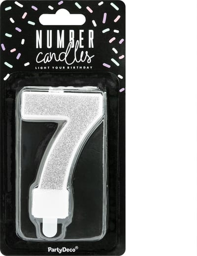 PartyDeco Verjaardag Kaars Nummer 7 - Zilver
