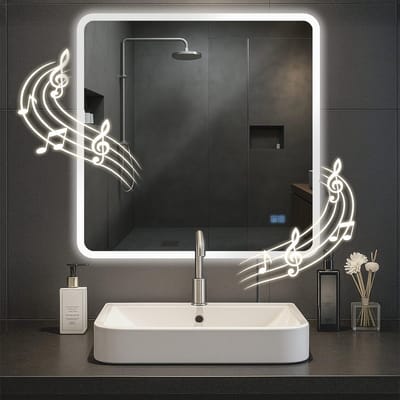 Badkamerspiegel met LED-verlichting en Bluetooth - Dimbare Wandspiegel met Verwarming 80x80 cm