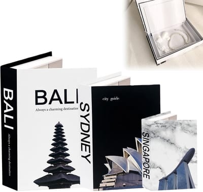 Dailygoods- Decoratieve Boeken Set - 3 Stuks - Nestende Boekenbox - Opbergbox - Faux Boeken - Box-in-Box Ontwerp - Zwart/Wit - Nepboeken