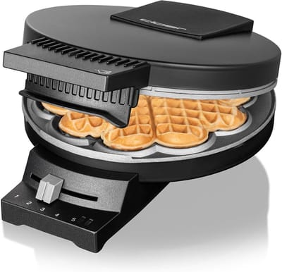 Wafelijzer Hartjes - Wafelmaker - Hartige Wafels Maken - Zwaar Bakplaten - 16 cm - Zwart