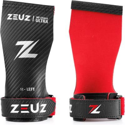 ZEUZ Ultra No Chalk Grips voor Fitness & CrossFit – Sport Handschoenen – Turnen – Gymnastics – Zwart & Rood – Maat M