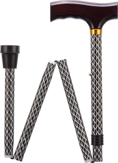 Opvouwbare wandelstok - Etched Black 76 - 89 cm