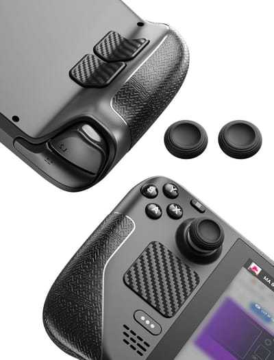 Skin Sticker Set voor Steam Deck en OLED - Non-Slip Grip, Bescherming voor Touchpad en Thumb Grip Caps, Voorzijde en Achterzijde Bescherming