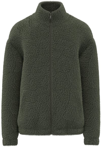 Spasso Uniseks sweater van sherpa met rits en afhangende schouders SP404 - Forest Khaki - L
