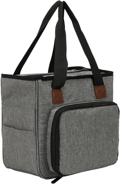 SnelShoppen - Tas voor Naaitoebehoren Opbergtas, Organizer, Naai-Accessoires, Grote Ruimte, Veel Vakken, Grijze Naaiopbergtas voor Haaknaalden