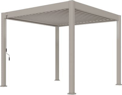 Orion Deluxe terrasoverkapping - 300x300 cm - Lichtgrijs - Luxe / Vrijstaande / Aluminium lamellen overkapping - Tuinprieel / Carport / Veranda / Pergola