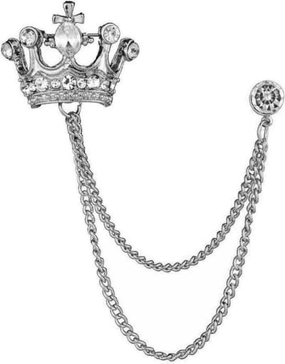 Fako Bijoux® - Broche - Kroon - Kristal - 35x27mm - Zilverkleurig