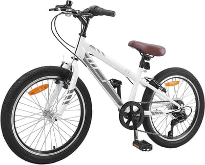 Mountainbike Kinderfiets - Jeugdfiets Meisjesfiets - Vrije Tijd School - 6 Versnellingen Robuust - 24 inch - Wit