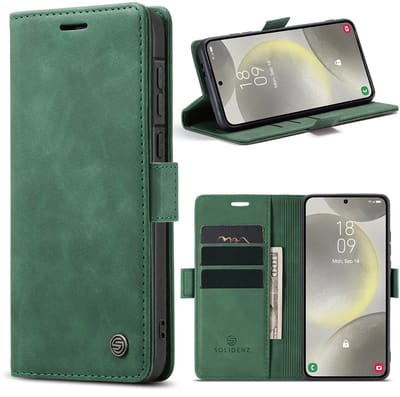 Solidenz Hoesje - Geschikt voor Samsung Galaxy A37 - Urban Book - Telefoonhoesje met Pasjeshouder - Groen