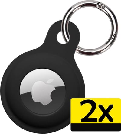 Hoesje Geschikt voor Apple AirTag Hoesje Sleutelhanger Houder - Siliconen Hoesje Geschikt voor Apple AirTag Hoesje - Zwart - 2 Stuks