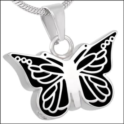 Aramat Jewels | Gedenkhangers | RVS Vlinder Ashanger Diverse Kleuren - Crematie Hanger Gedenksieraad | Zilverkleur/Zwart-1,9x2,3cm | |20mm | Staal | Volwassenen | Verkleurd niet