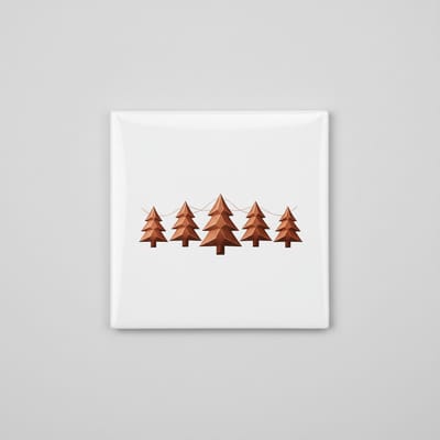 Minimalistische Bos Decoratieve Keramische Tegel 15x15 cm – Moderne Dennenboom Kunst Tegel voor Scandinavische Woondecoratie