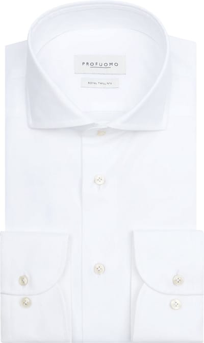 Profuomo Royal Twill Overhemd Wit - Maat 38 - Heren - Overhemden Formeel