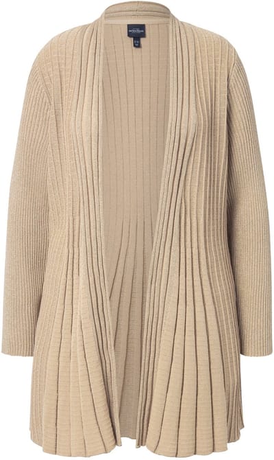 Ulla Popken - Dames - Vest metallic effect sjaalkraag lange mouwen - Goud - Maat 46+