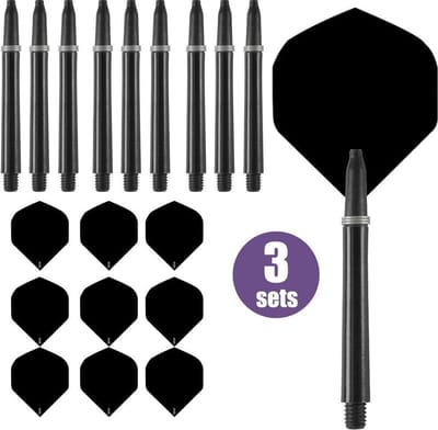 ABC Darts - Dart Flights en Dart Shafts - Zwart - 3 sets