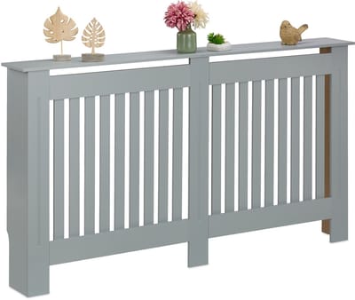 Radiatorombouw - 83x152x19 cm - landelijk met plank - grijs