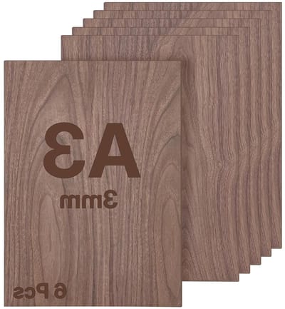 3 mm Multiplexplaten A3 formaat - Set van 6 - Walnoothout - Houten platen voor lasergravure, modelbouw en meer