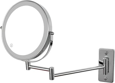 Verlichte Make-up Spiegel - Vergrotende Spiegel - Precisie Make-up - 360° Draaibaar Arm - 3X Vergroting - Zilver