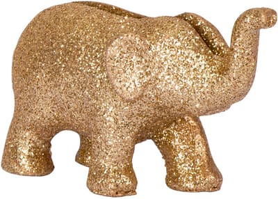 ARTYFETES - 4 olifant plaatskaarthouders van hars met gouden glitters 7 x 4 cm voor feesten