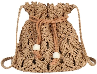 longziming -Unieke Gehaakte Dames Crossbody Tas – Duurzaam Katoen – Lichtgewicht en Modieus – Ideaal voor Dagelijks Gebruik en Cadeau – Bruin