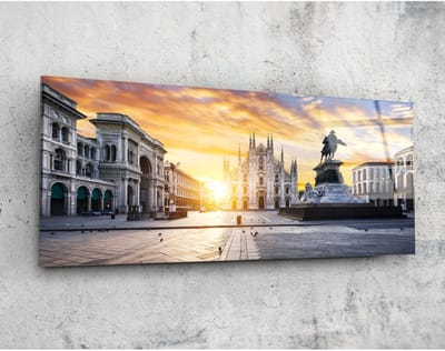 Panorama Glasschilderij - Middeleeuwen - Wanddecoratie - 92 x 36 cm