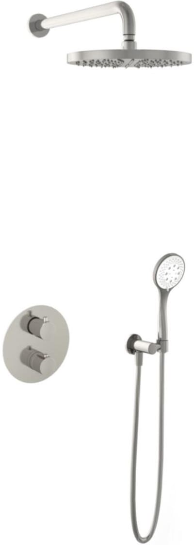 Hotbath Buddy - Inbouw Regendoucheset - Thermostatisch - Wandarm 35 cm - Hoofddouche 300 mm - Ronde Handdouche 3 Standen - met 2-Weg Stop-Omstel - Waterbesparend - V02
