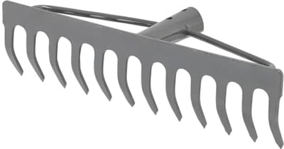 KOTARBAU® Tuinhark, Gazonhark, Bladhark, Metaal, 31 cm, Grijs, Tuinhark voor Gazon, 12 Tanden, Stevige Hark, Waaierbezem, Robuust Tuingereedschap, zonder Steel