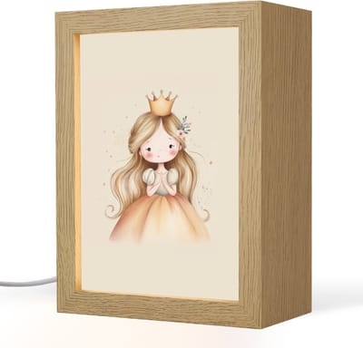 Nachtlampje 15x20 cm - Kinder lampje - Prinses - Kroon - Goud - Tafellamp kinderkamer - Slaapkamer lamp - Bedlamp kinderen - Kinderlampje stopcontact - Wandlamp babykamer - Nachtlampjes