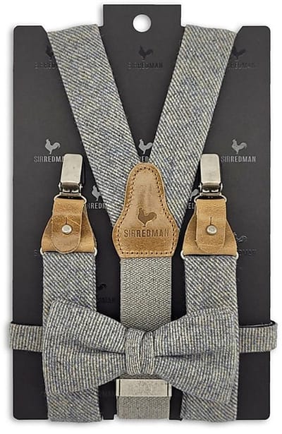 Sir Redman - Bretels met strik - bretels combi pack Jameson Tweed - denimblauw / oker / off white