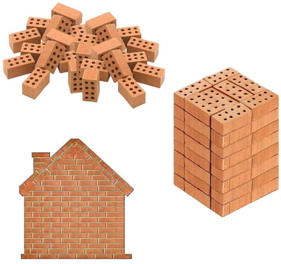 50 Stuks Mini Klei Bakstenen - Mini Simulatie Rode Steen voor Modelbouw en Tuin Decoratie