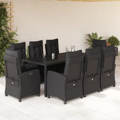vidaXL - 9-delige - Tuinset - poly - rattan - zwart