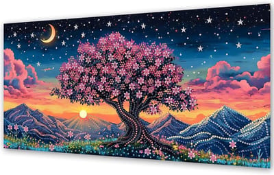 Speciale vormen diamant schilderen boom, 5D DIY schilderkits met maan, strass borduurset voor wanddecoratie, kunst en ambacht 30x60cm