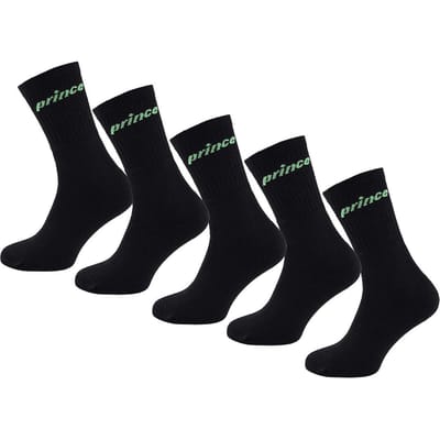 Prince Tennis 5-pack herensokken zwart/groen met kussentjes