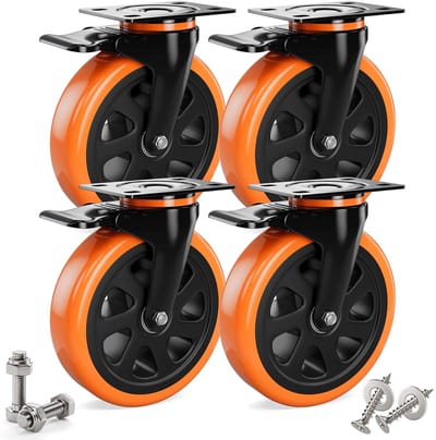 wielen - transportwielen - Rubber - voor meubeltransport - Oranje