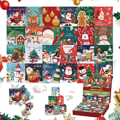 Kerst Adventskalender Puzzel met 1008 Onderdelen, DIY Puzzel voor 24 Dagen, Leuk Cadeau voor Kinderen en Volwassenen