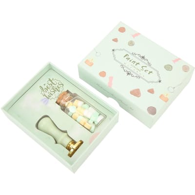 Kit de Cachet à la Cire Rétro Exquis Tampon DIY Craft Tampon Carnet de Comptes Enveloppe Lettre Cachetage à la Cire Peinte au Feu Kit de Décoration Vert vert