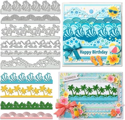 SnelShoppen - 6 Pcs Ocean Beach Wave Snijmallen voor Kaarten Maken - Carbon Staal Templates - DIY Scrapbooking en Album Craft - Perfect voor Zomer Gro