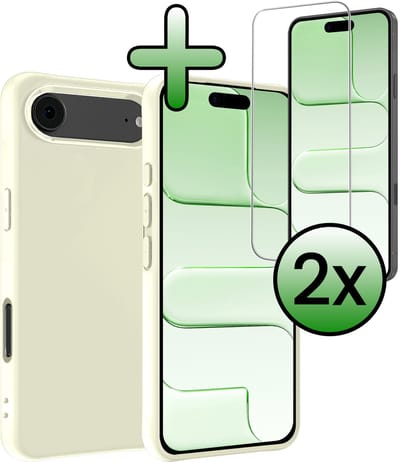 Hoesje Met 2x Screenprotector - Geschikt voor Apple iPhone Air - Sterk & Shockproof - Back Cover - Siliconen Case - Telefoon Hoes - Wit