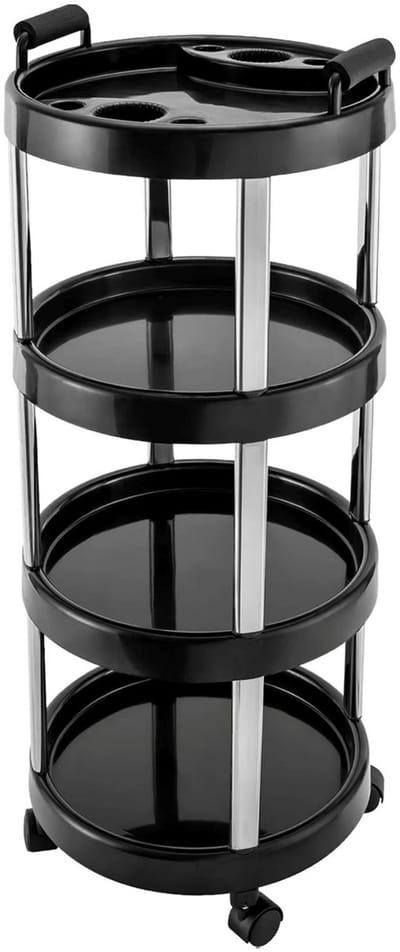Venzor - 4‑Laags Salon Trolley – Verrijdbare - 4 Schalen - 360° Wielen – Hoogte 88 CM – Zwart